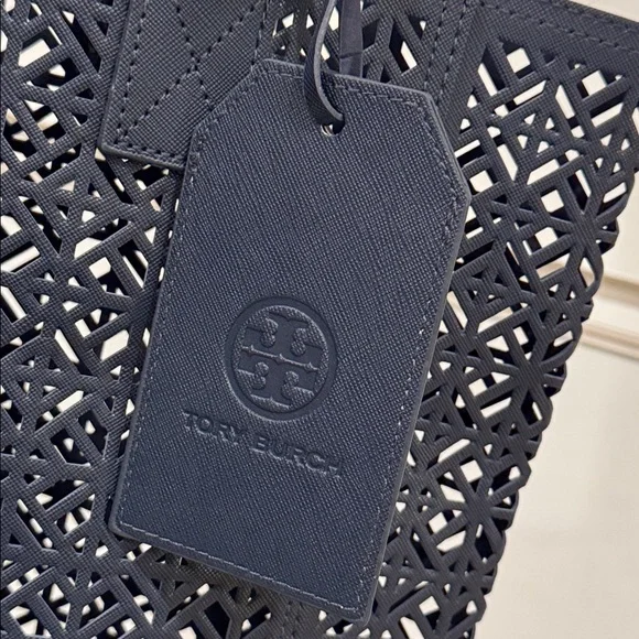 Tory Burch Bag Perforated Navy PVC Tote - Picture 4 of 14